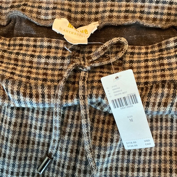 Maeve Tan Checkered Ankle Pants with Stripe - Picture 5 of 6